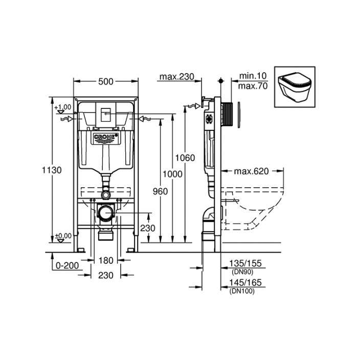 Инсталляционная система Grohe Rapid SL + подвесной унитаз V&B Architectura без ободка с крышкой + набор гигиенического душа (38775HR7) 2-35528 Инсталляционная система Grohe Rapid SL + подвесной унитаз V&B Architectura без ободка с крышкой + набор гигиенического душа (38775HR7) 2-35528